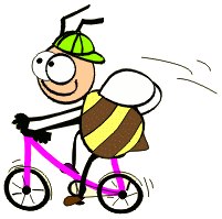 Pszczoła jadąca rowerem